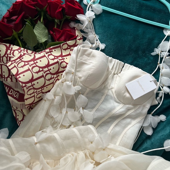 Zimmermann Botanica Petal Gown NWT Size 2 US 6-8 Medium White Floral Dress - Picture 12 of 14